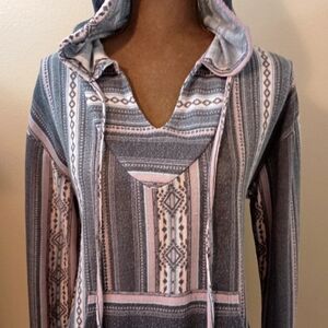 Wallflower Striped Hoodie in Gray and Pink